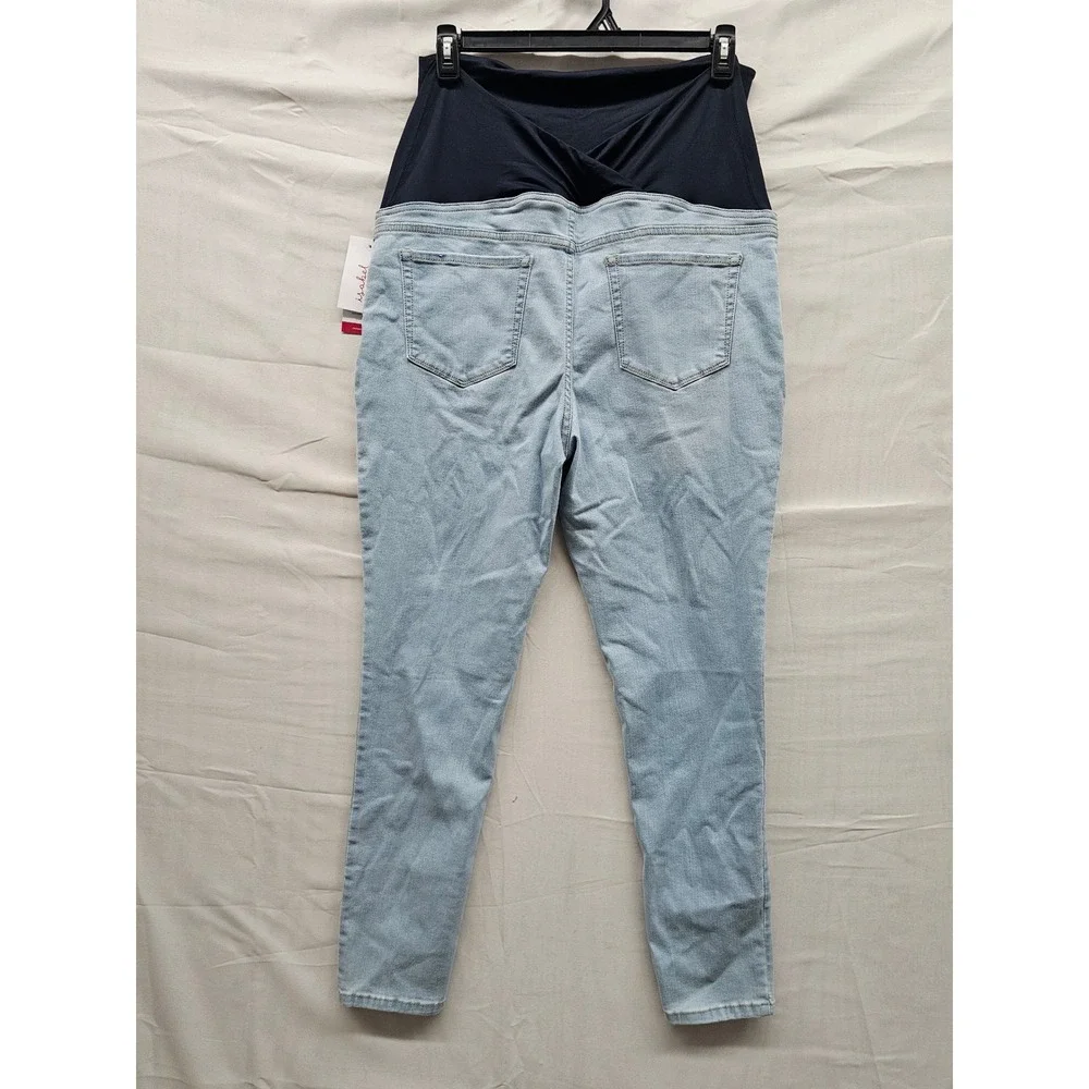 Isabel Maternity Womens Skinny Jeans Light Blue Cotton Blend Casual Size 16